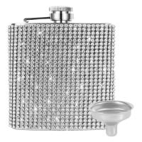 Botella De Whisky De 6oz De Acero Inoxidable Con Diamantes Brillantes Funel Y Vaso Para Vino Viaje Botella De Alcohol Para Bebida Adulta De Alta Calidad - details 5