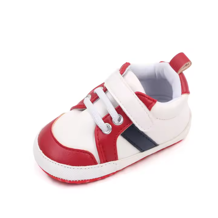 Zapatos Casuales Para Bebés Anti-deslizantes Suaves De Cuero PU Y Suela De Algodón Para Niños Y Niñas BHM3009 Color Marrón/Rojo/Negro Tallas 11/12/13 - 1