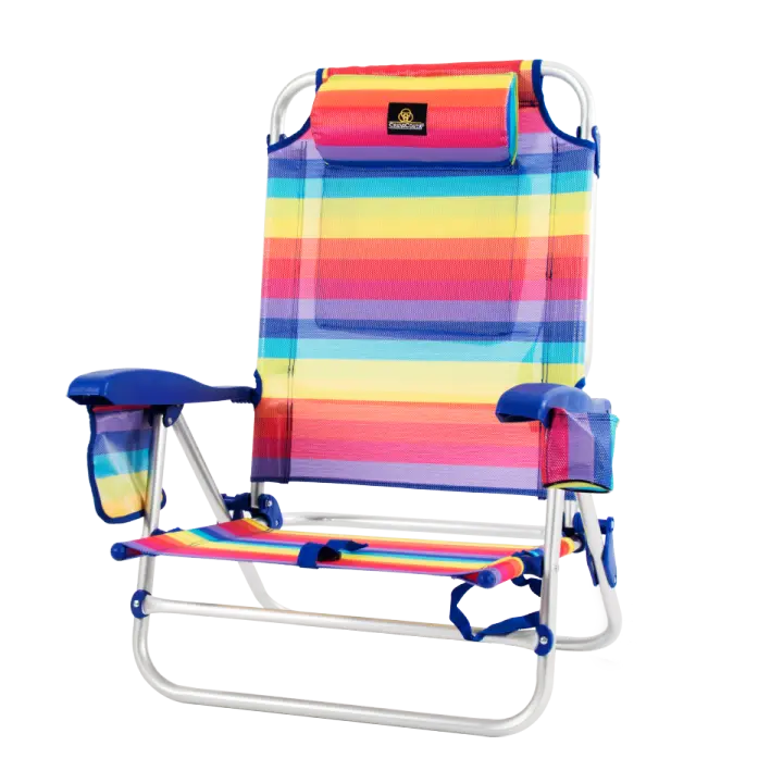 Silla CORAL 2108 (Orgullo) - Silla de Playa Plegable con reposabrazos y 9 posiciones - CREVICOSTA QUALITY MARK MARCAS DE CALIDAD - 1
