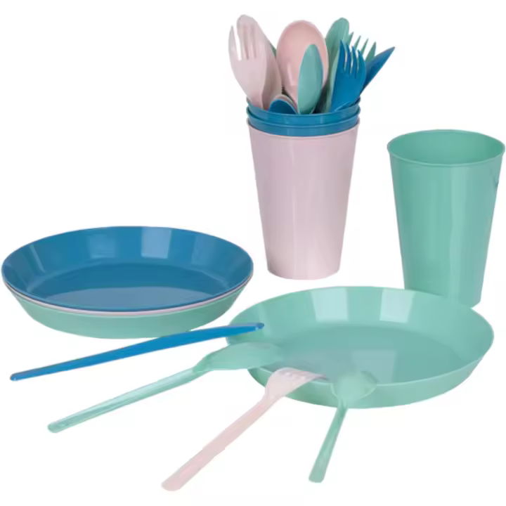 STARLEY-Vajilla Completa Reutilizable, 24 Piezas, 4 Servicios, Colores Pastel,Vivos - 1
