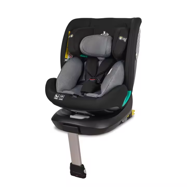Toral Silla Coche Bebe Grupo 0 1 2 3 ISOFIX para niños de 40-150 cm (0 Meses-12 Años aprox.), base Giratoria 360, Normativa R129, Silla Bebe Coche con pata de apoyo, Color Negro, Modelo Imola+ - 1
