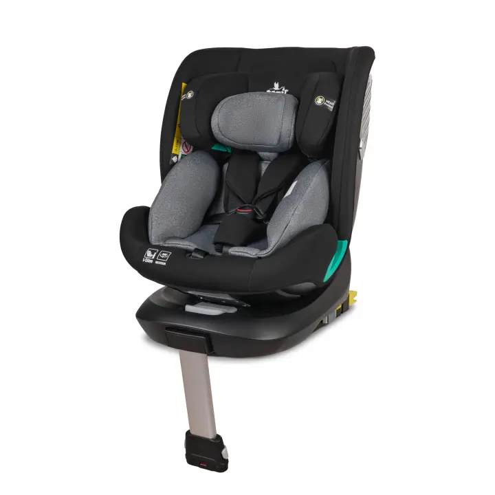 Toral Silla Coche Bebe Grupo 0 1 2 3 ISOFIX para niños de 40-150 cm (0 Meses-12 Años aprox.), base Giratoria 360, Normativa R129, Silla Bebe Coche con pata de apoyo, Color Negro, Modelo Imola+ - 1