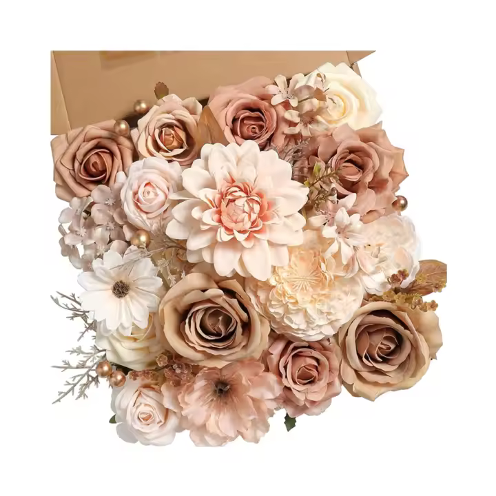 Juego De Flores Artificiales Rosa Nude Para Novia Decoración De Boda Interior Y Exterior DIY Centros De Mesa - 1