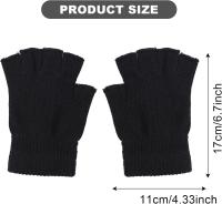 Pack de 12 pares de guantes negros sin dedos de invierno para hombre y mujer, talla única - Ideales para trabajar, ciclismo, deporte, senderismo y montaña - details 2