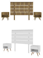 Momma Home Cabecero de Cama + 2 Mesitas en Madera Blanco - MOMMA HOME Modelo TOMARO - details 1
