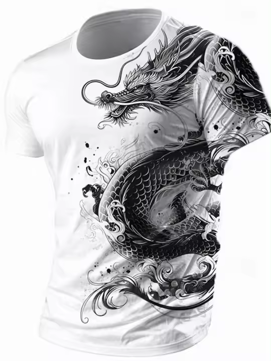 Camiseta Para Hombre Estampado De Dragón 3D Casual Verano Deporte Al Aire Libre Moda Ciudad Manga Corta Transpirable Secado Rápido O-Neck - 1