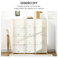 HOMCOM Armario Modular de Plástico Cajas de Zapatos con 12 Cubos Zapatero Organizador para Entrada Pasillo Dormitorio 125x32x125 cm - details 2