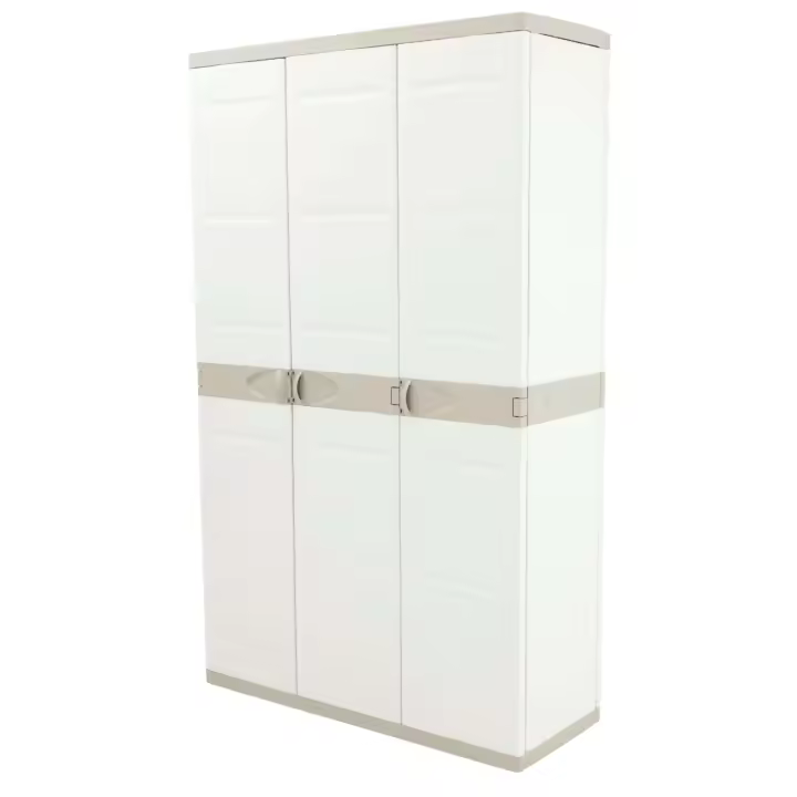 Miroytengo Armario de Jardín 3 Puertas Titanium, Armario de Resina 4 Estantes Regulables Beige 105x176x41 cm - 1