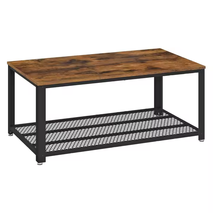 Mesa de centro industrial, elegancia vintage con toque de hierro, ideal para decoración y funcionalidad en tu hogar, 106x60x45 cm - 1
