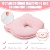 Almohada para bebé, viscoelástica, almohada para bebé, antiplagiocefalia, adecuada para recién nacidos de 0 a 12 meses, color rosa - details 2