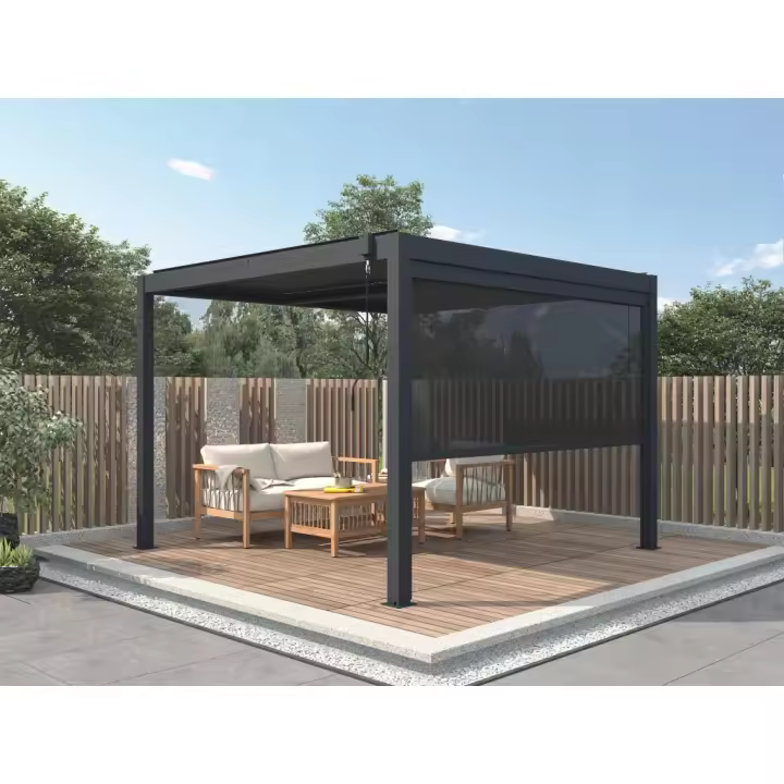 Vente-unique - Cortina retráctil para pérgola bioclimática - Ancho 2,78 x Alt. 2,05 m - VIADANA - 1