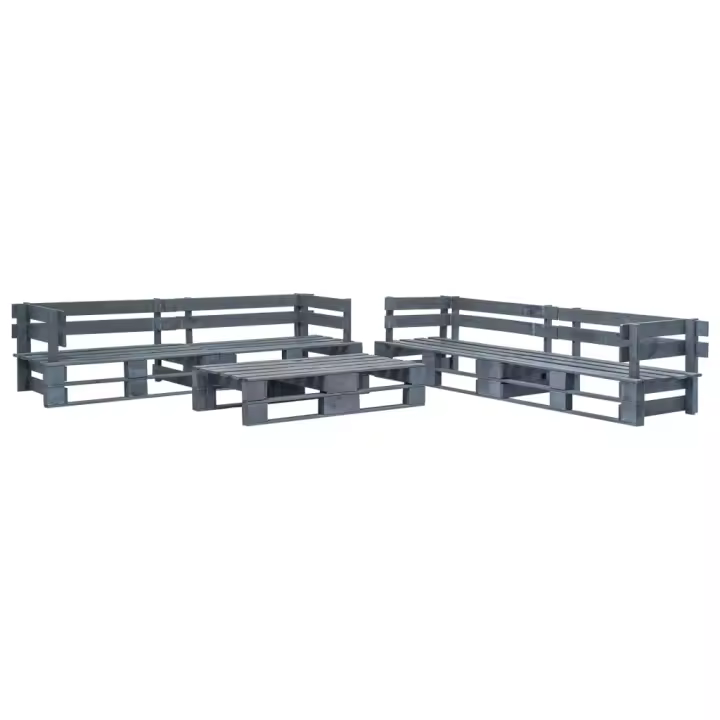 vidaXL Set de muebles de palets para jardín 6 piezas madera gris - 1
