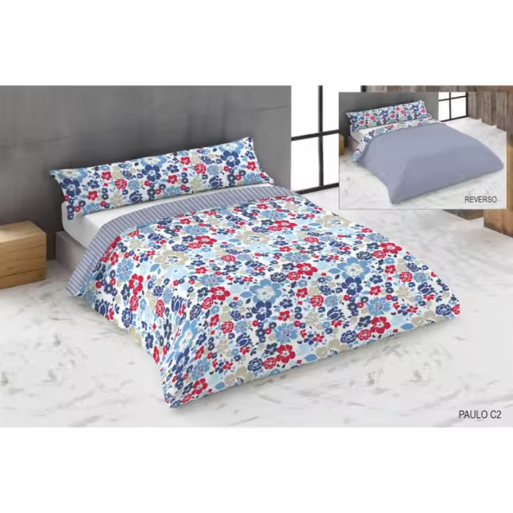 Hosteline - Juego de funda nórdica Hosteline PAULO Azul Cama de 180 3 Piezas - 1