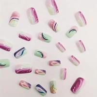 24 Piezas De Arte De Uñas Con Gradiente Suave Y Colores Soñados Como Ondas Dinámicas Para Manicura Press on Francés Material De Resina Origen China - details 1
