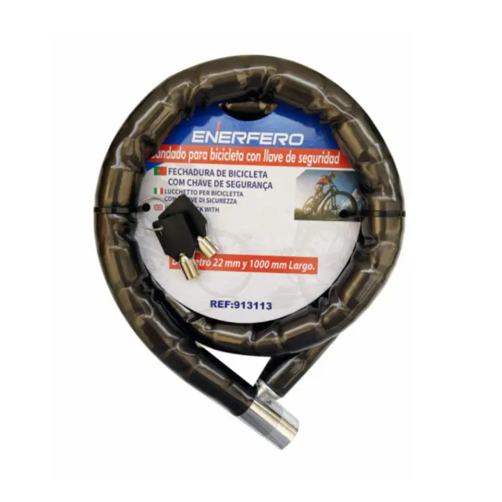22MMX1M Cerradura de cadena antirrobo de cerradura de bicicleta en bicicleta de montaña cerradura de cable de acero de motocicleta de vehículo eléctrico portátil - 1