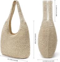 Bolsa de Playa de paja para Mujer, Bolsa de Playa Tejida de Verano, Bolso de mano de hombro, Bolso Bohemio - details 5