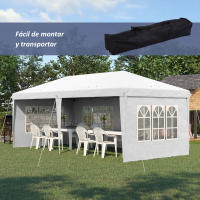Outsunny Carpa Plegable 6x3 m con 4 Laterales Desmontables Cenador de Jardín con 4 Ventanas Visibles y Bolsa de Transporte para Patio Terraza - details 3