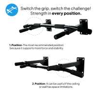 Ociodual Barra de Dominadas de Pared Elevación Pull Up Flexiones Dorsales Hasta 200Kg Negra Gym Gimnasio para Hogar Casa Fija - details 2