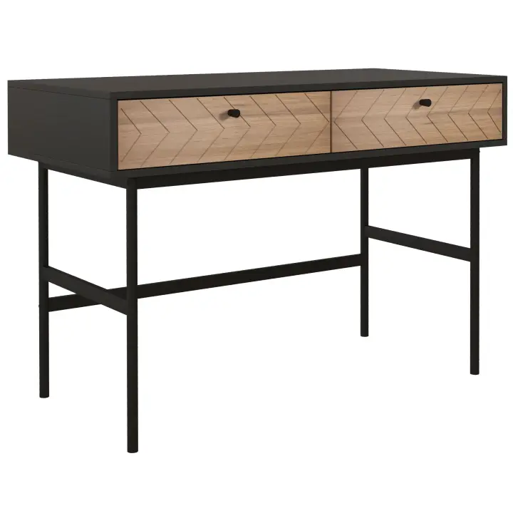 HOMCOM Escritorio con almacenaje Escritorio con cajones Mesa de ordenador, estructura metálica, 106L x 50W x 77H cm Negro - 1