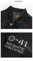 Chaqueta De Cuero Para Hombre Estilo Motociclista Primavera Y Otoño Cuello Americano Color Bloqueado Casual Chaqueta De PU - details 13