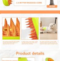 Cepillo De Vapor Eléctrico Para Mascotas 3 En 1 Herramienta De Peluquería Para Gatos Y Perros Masaje Y Repelente De Pelo - details 1