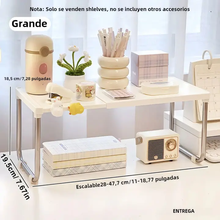 Estante Extendible Para Escritorio Organizador De Almacenamiento Ajustable Para Maquillaje Rack Deslizante Para Cocina Y Dormitorio Material De Plástico Ecológico - 1