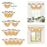 Valance De Cortina De Punto Europeo Dorado Con Patrón Geométrico Para Decoración De Escena De Navidad Material Poliéster 100% - details 2
