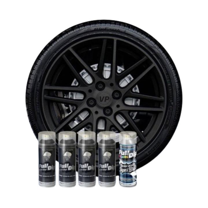 AutoFullCar - PACK 4 SPRAYS FULL DIP NEGRO METALIZADO BRILLO - 400ml Unidad