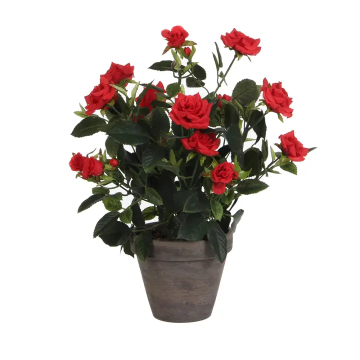 ROSAL COLOR ROJO PVC CON MACETA GRIS - 1