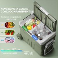 Outsunny Nevera Portátil Eléctrica 45L Refrigerador de Coche -20℃ a +20 ℃ 12V/24V Mini Frigorífico con Ruedas Compresor Pantalla LED Táctil para Hogar Camping Viajes Automóvil 64,5x43,5x53 cm Verde - details 3