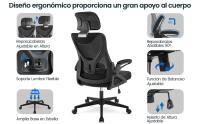 Silla de Oficina Ergonomica Silla Reposabrazo Ajustable Silla Oficina Trabajo con Reposacabeza Silla Giratoria Negro - details 4