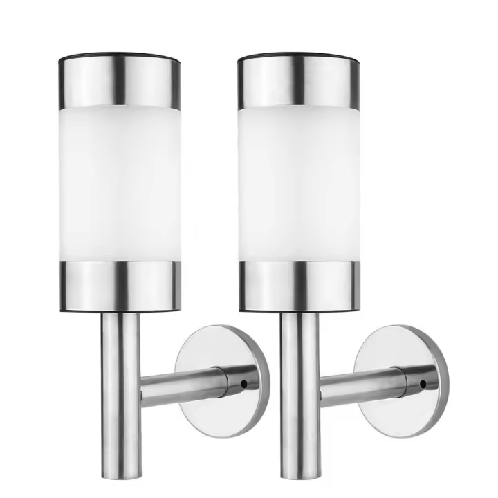 2 Pcs Lumière de Murale en Acier Inoxydable LED Monté Solaire Puissance Lumière Lampe pour Paysage Jardin Cour Capteur Lampe Maison Clôture Décoration - 1