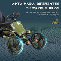 HOMCOM Go-Kart a Pedales para Niños de +3 Años Coche de Pedales con Embrague Freno Asiento Ajustable Carga Máx. 35 kg 105x54x61 cm Verde - details 3