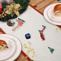 Corredor De Mesa De Navidad Con Reindeer 13x72 Pulgadas Santa Claus En Barco Rojo Y Oro Decoración De Invierno Para Comedor Y Cocina - details 7