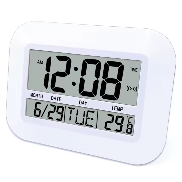 Reloj Digital de pared con batería, alarma LCD Simple, grande, calendario de temperatura, fecha, día para el hogar y la Oficina - 1
