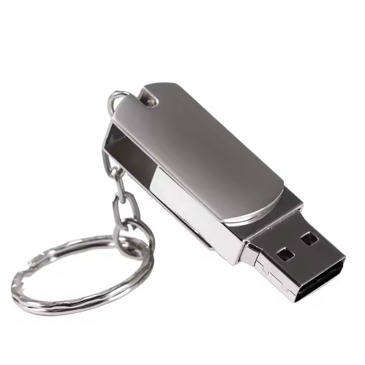 USB Flash Drive De Metal Rotable Para Musica Del Coche 64GB 32GB 16GB 8GB 4GB Con Llavero Memoria Stick USB 2.0 Creativo - 1