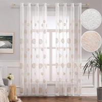 Cortinas Tullé Bordadas 2 Panel Para Sala De Estar Y Dormitorio Decoración De Hogar Translúcidas Con Bolsa Para Rodamiento Modernas Y Elegantes - details 0