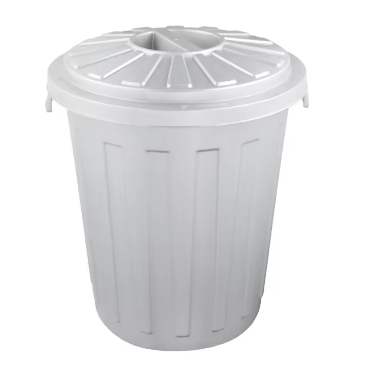 Cubo de basura / papelera polivalente con tapa cerrable, Grande, Plástico resistente (PP), 23 l, Mats, Plateado KEEEPER - 1