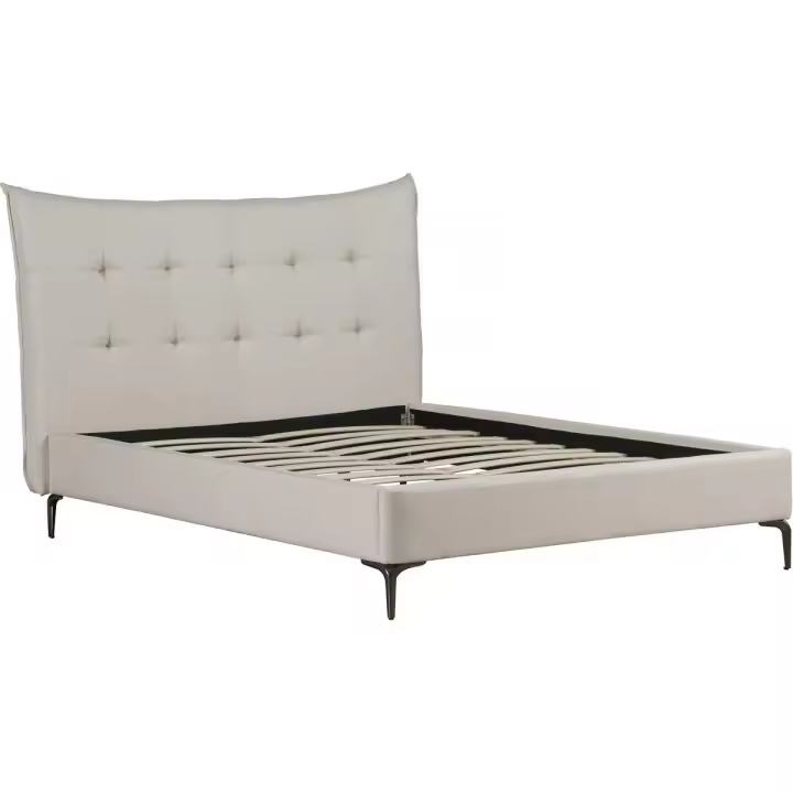Habitat y Jardin - Cama doble de tejido capitoné <> 140 x 190 cm - Beige - 1