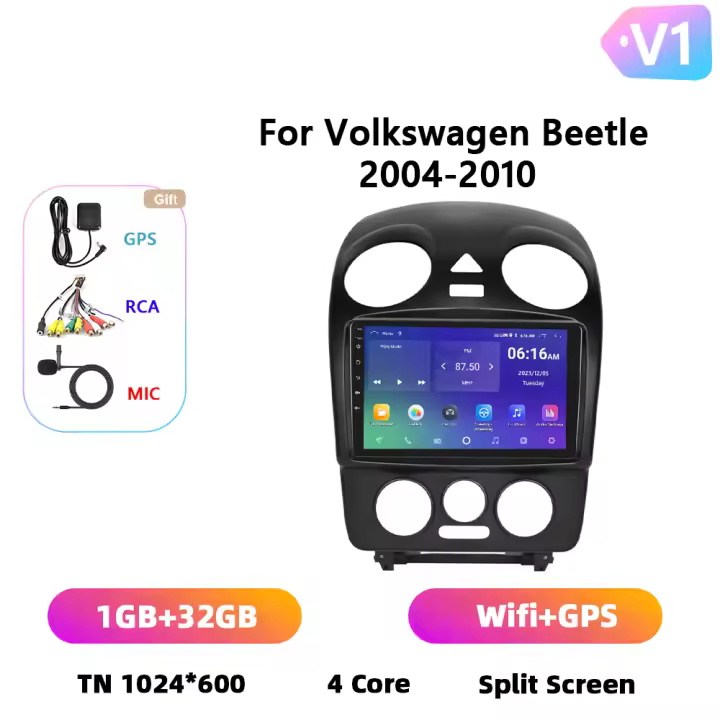 Podofo Radio de coche Android 2 Din para Volkswagen Beetle 2004 2005 2006 2007 2008 2009 2010 Carplay 8+128GB AI Voice WIFI+4G DSP GPS Navegación Multimedia Reproductor de Video - 1