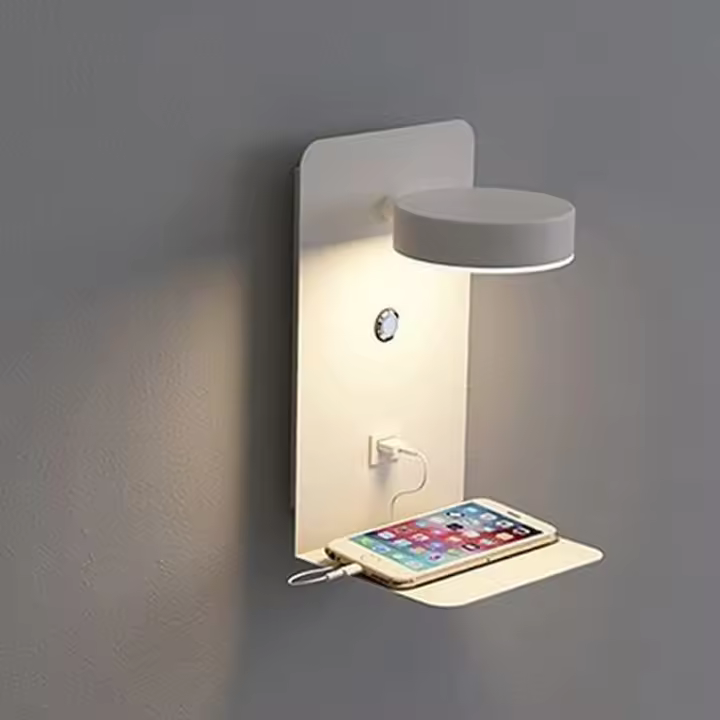Lámpara De Pared LED Moderna Con Interruptor Y Puerto USB 9W Negra Blanca Iluminación De Arte Para Dormitorio Aisle Bedside Decoración Luz De Pared - 1