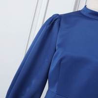 VONDA Vestido Largo Elegante Para Mujer De Seda Satinada Estilo Casual Cuello Erguido Manga Larga Color Sólido Talla Grande - details 9
