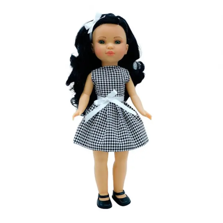 Folk Artesanía: Muñeca Colección Simona de Vinilo 40 Cm con Vestido Vichy de Edición Limitada - 1
