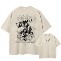 Camiseta Vintage Lavada Para Hombre Estilo Harajuku Con Impresión De Anime Casual Verano Talla Grande Suelta Camiseta - details 2
