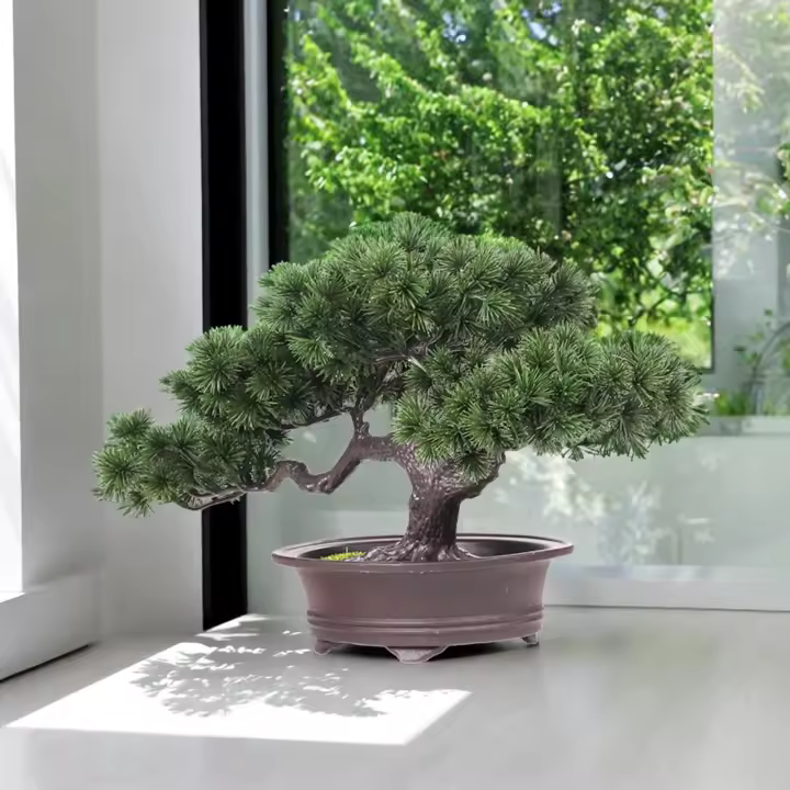 Arbusto De Bonsái Artificial En Maceta Decoración De Escritorio Robusta Para Terraza Y Ventanasillar Multipropósito - 1