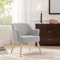 HOMCOM Butaca de Salón Moderna, Sillón Lectura Tapizado en Lino con Patas de Madera, Reposabrazos Acolchado Grueso y Almohadillas Ajustables para Dormitorio, Oficina, Estudio, Carga 120 kg, Gris Claro - details 3