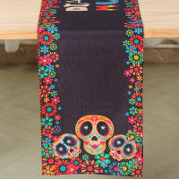 Mantelera De Lino Mexican Day of the Dead Dia De Los Muertos Calavera De Azúcar Para Decoración De Comedor Y Fiestas En Casa - details 4