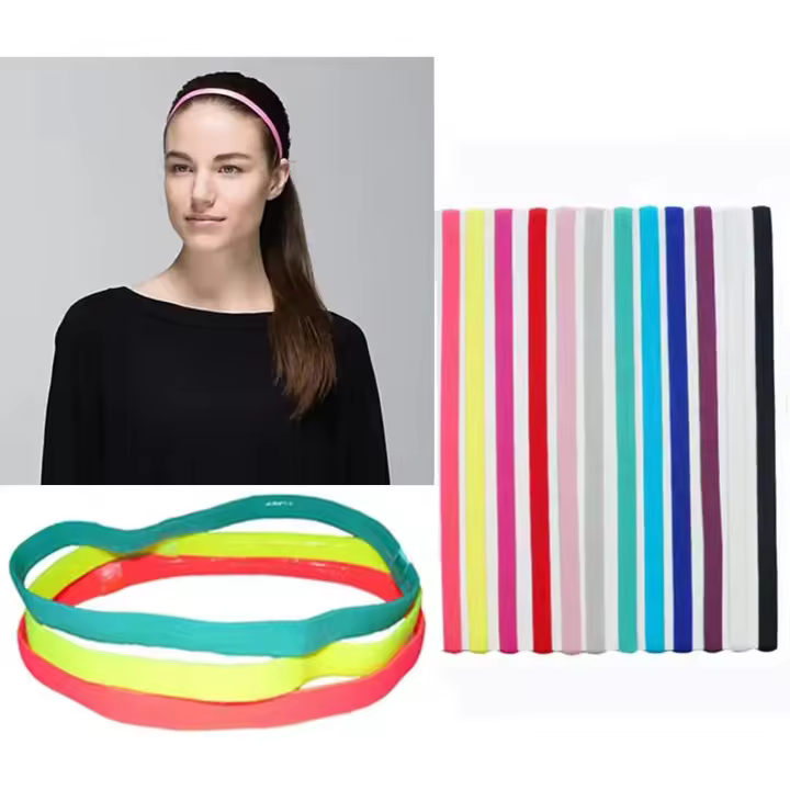 6/8/12 Piezas Diademas de Entrenamiento de Silicona Antideslizantes para Mujeres y Hombres, Diademas Delgadas Elásticas y Transpirables, Diademas Deportivas para Hombres para Yoga, Correr, Baloncesto, Gimnasio, Talla única - 1
