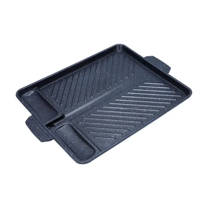 Sartén De Asado De Aleación De Aluminio Placa De Barbacoa Estilo Coreano Multipropósito Para Cocina Fiesta En Casa Restaurante Sartén De Parrilla Portátil Para Camping - 1