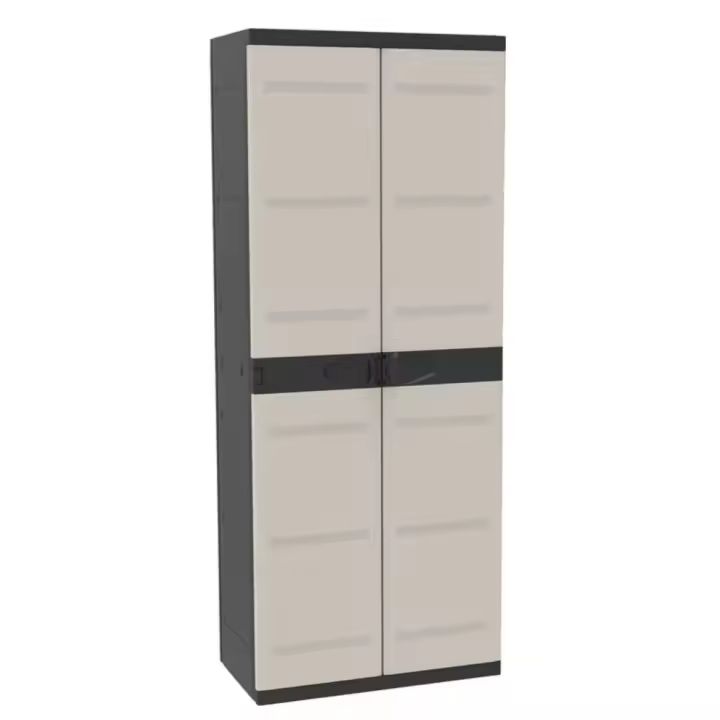Miroytengo Armario de Resina Escobero Jardín Titanium, Armario Exterior 2 Puertas 4 Estantes Negro 70x176x41 cm - 1